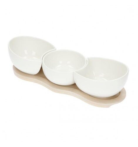 Anipastiera Papillon in Porcellana Bianca con Supporto in Bamboo Naturale BRANDANI GIFT