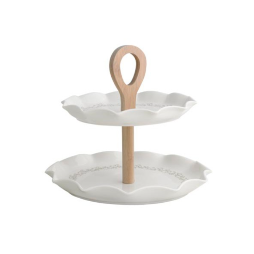 Alzata Riccioli di Fata in Porcellana e Bamboo Naturale BRANDANI GIFT