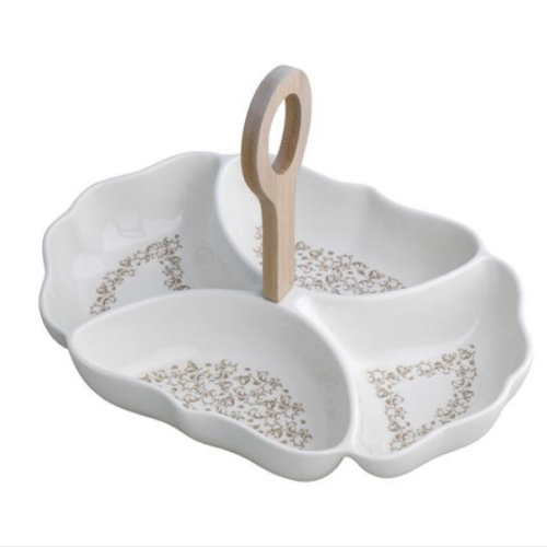 Antipastiera Riccioli di Fata in Porcellana e Bamboo Naturale BRANDANI GIFT