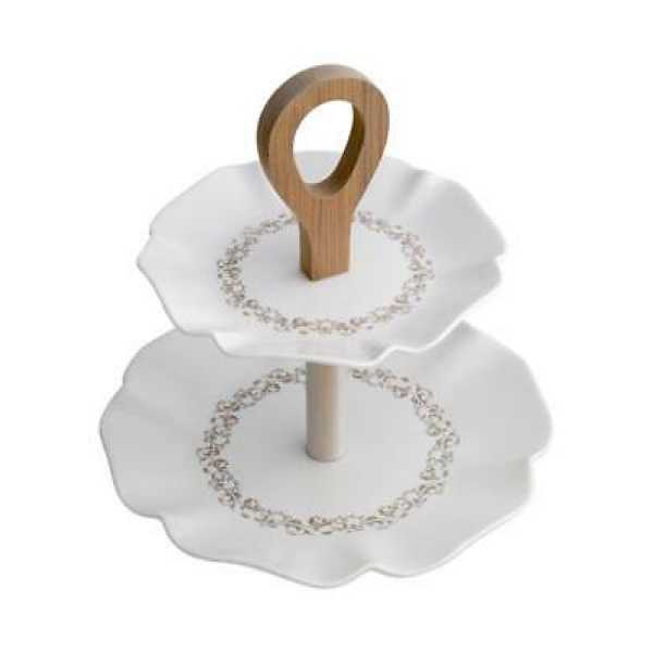 Alzata Riccioli di Fata in Porcellana e Bamboo Naturale BRANDANI GIFT