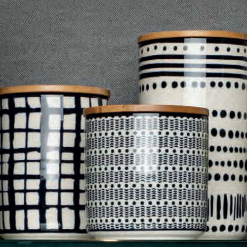 Set 3 Barattoli Black & White H 19-14-11 Fade Maison