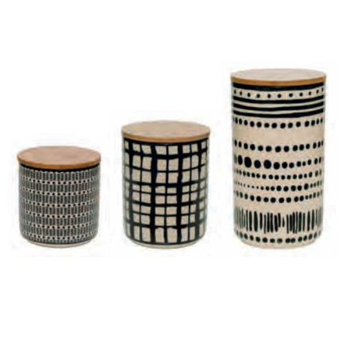 Set 3 Barattoli Black & White H 19-14-11 Fade Maison