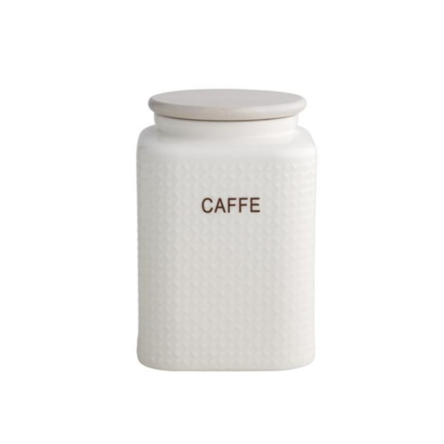 Barattolo Caffe Porcellana Bianca c/tappo Bamboo Naturale Brandani Gift
