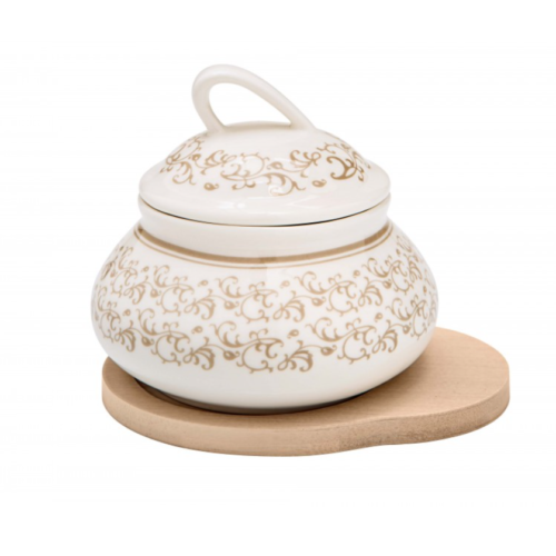 Zuccheriera Riccioli di Fata Porcella con Supporto Bamboo Naturale Brandani Gift