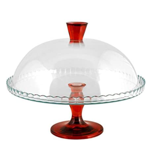 Alzata Con Campana Cm 32 Pasabahce Trasparente/Rosso