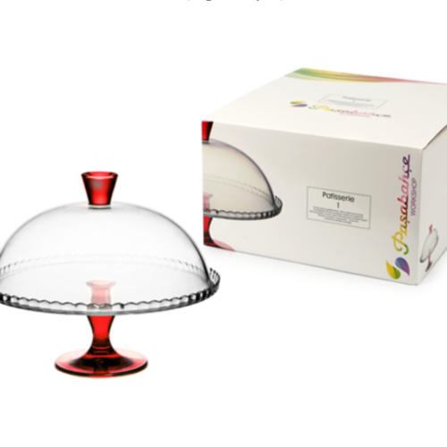 Alzata Con Campana Cm 32 Pasabahce Trasparente/Rosso