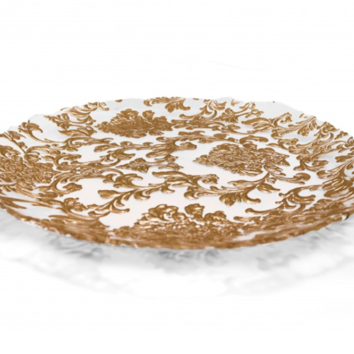 Piatto Damasco Gold Vetro D 38 Cm. Colore Oro Brandani