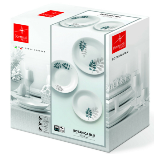 Servizio Piatti 18 Pz Botanica Blu Bormioli Rocco