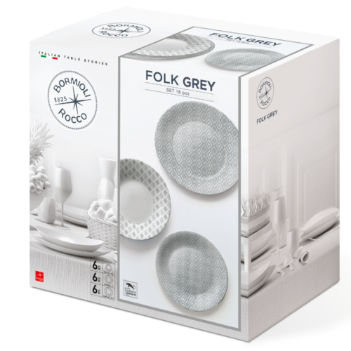 Bormioli Rocco Servizio Piatti Tavola 18 Folk Grey