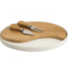 Tagliere Formaggio In Porcellana E Bamboo Con 2 Coltelli Formaggio In Acciaio Inox Brandani