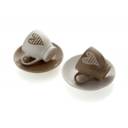 Tazzina Caffe Batticuore Tortora Set 2pz Stoneware Brandani