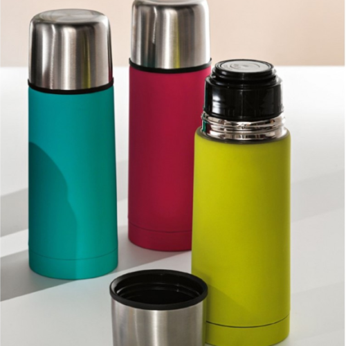 Thermos 350ml Con Versatore Acqua Stop E Tappo Contenitore Colori Assortiti Inox/pp Brandani