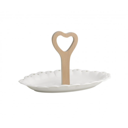 Vassoietto Traforato in Porcellana Bianca e Bamboo Naturale Brandani Gift