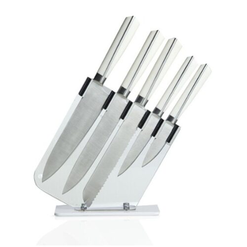 Ceppo Vela in Plex con 5 Coltelli in Acciaio Inox BRANDANI GIFT