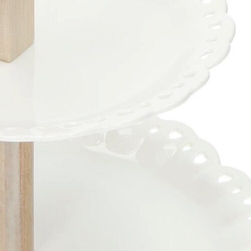 Alzata Traforata in Porcellana Bianca E Bamboo Naturale Brandani Gift