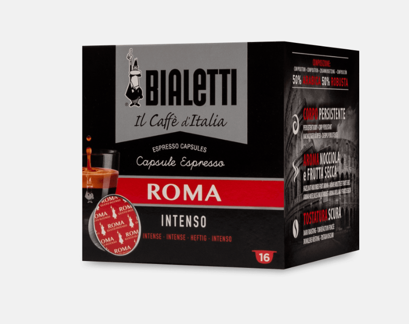 128 aluminum capsules of Bialetti ROMA - I caffè d'Italia