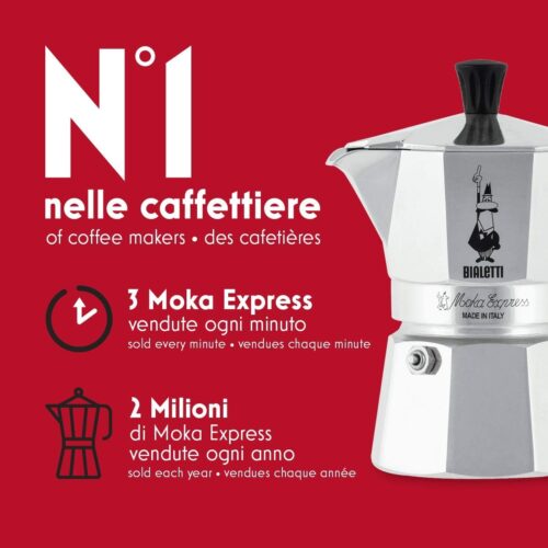 Moka Express Bialetti, Caffettiera Alluminio, Argento